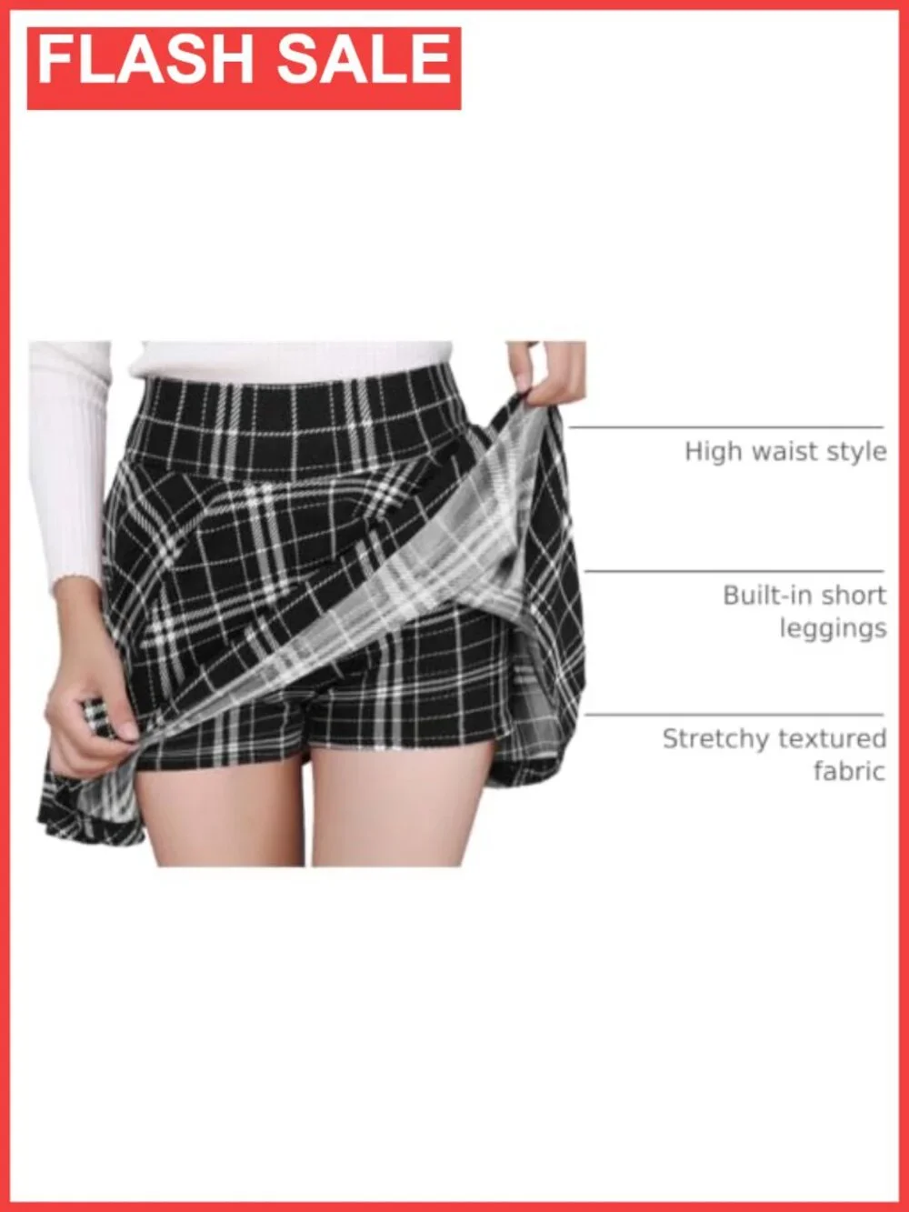 Women's Stretchy Flared Skorts for Golf Tennis Casual Mini Skirt_3